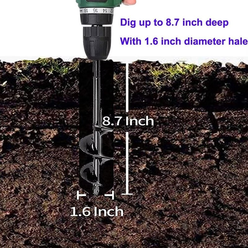 Berfea Garden Auger Drill Bit Post Hole Digger Auger Bulb Planter Tool 1.6 x 8.7 in, Hex Shank Rust-Proof Steel, for Digging Holes Deep Cultivating,Planting Bulbs - Image 5